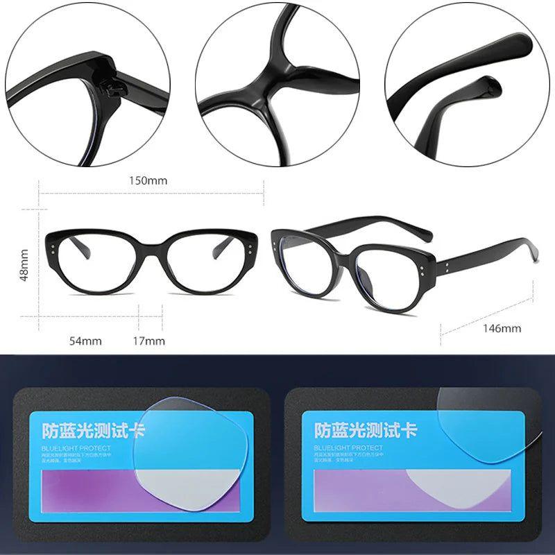 Stylish Retro Cat Eye Anti-Blue Light Glasses with Rivet Accents and Dual Color Frame - Lucid Fantasy 