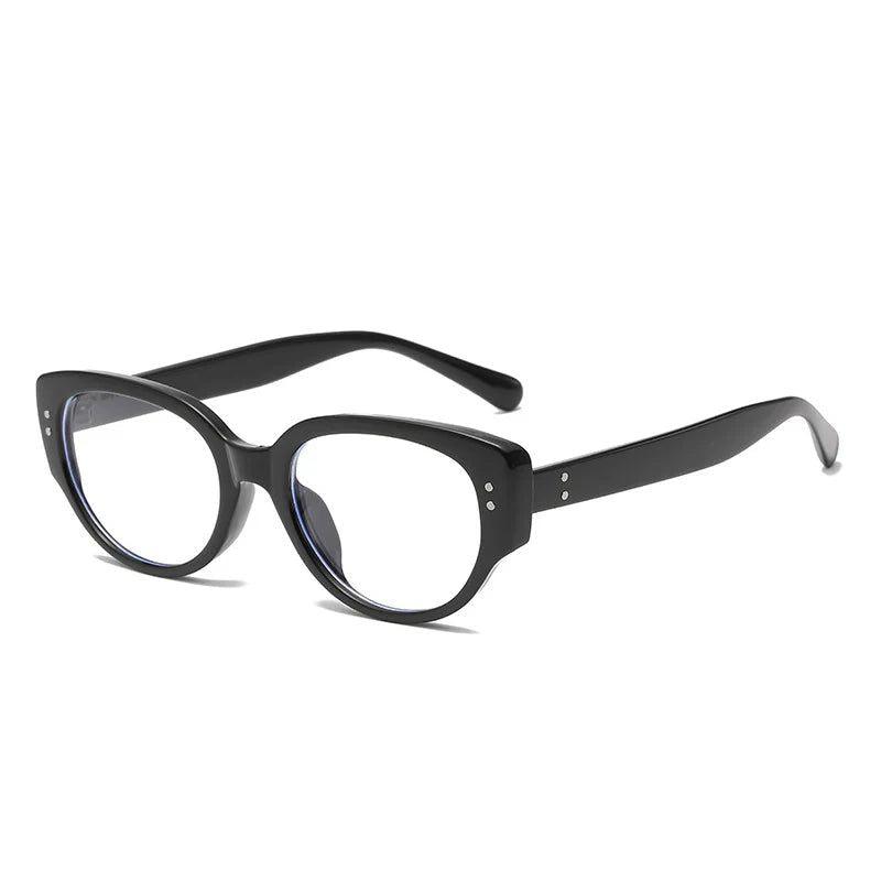 Stylish Retro Cat Eye Anti-Blue Light Glasses with Rivet Accents and Dual Color Frame - Lucid Fantasy 