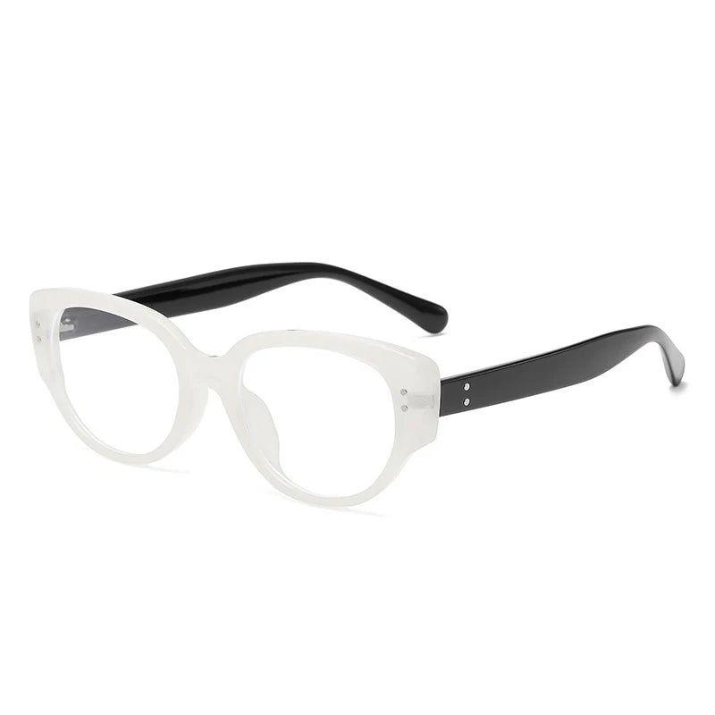 Stylish Retro Cat Eye Anti-Blue Light Glasses with Rivet Accents and Dual Color Frame - Lucid Fantasy 