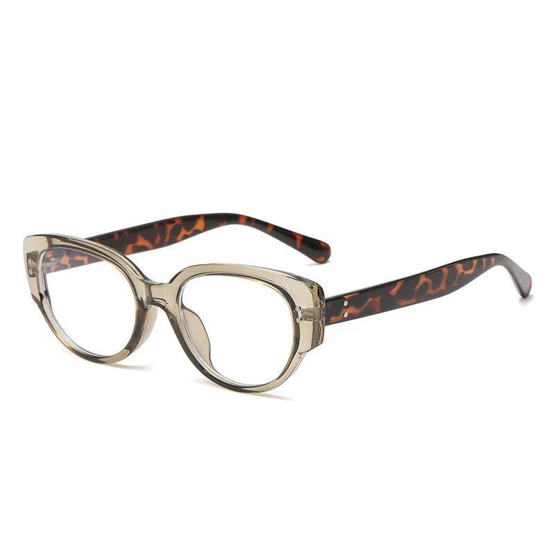 Stylish Retro Cat Eye Anti-Blue Light Glasses with Rivet Accents and Dual Color Frame - Lucid Fantasy 