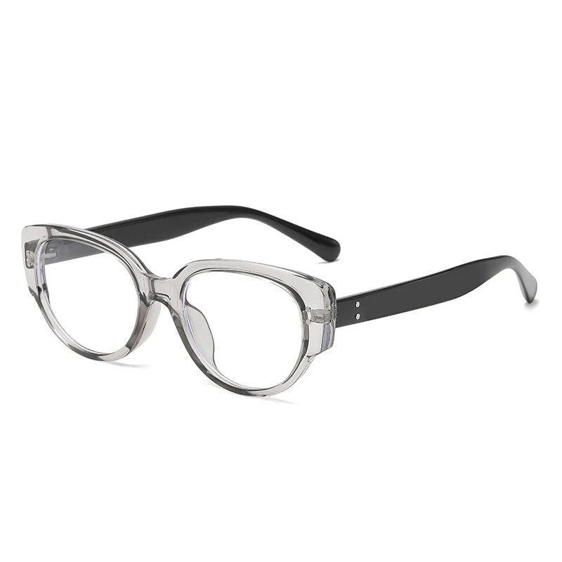 Stylish Retro Cat Eye Anti-Blue Light Glasses with Rivet Accents and Dual Color Frame - Lucid Fantasy 