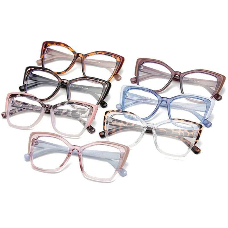 Stylish Retro Leopard Cat Eye TR90 Glasses with Blue Light Blocking Lenses - Lucid Fantasy 