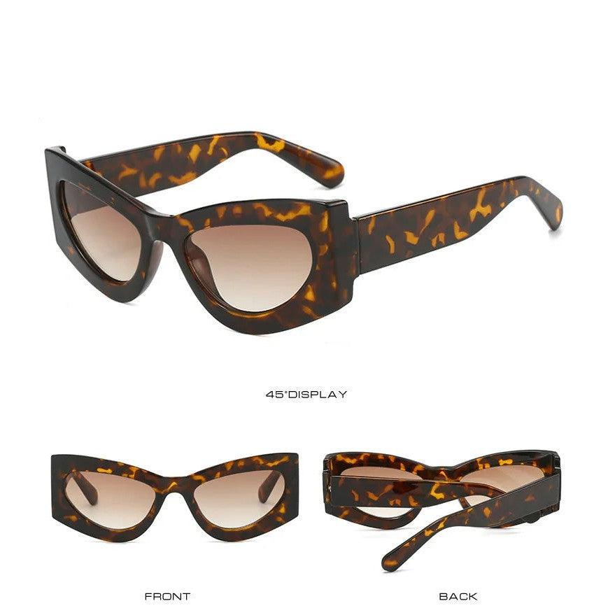 Stylish Retro Leopard Print Cat Eye Sunglasses with UV400 Protection and Gradient Lenses - Lucid Fantasy 