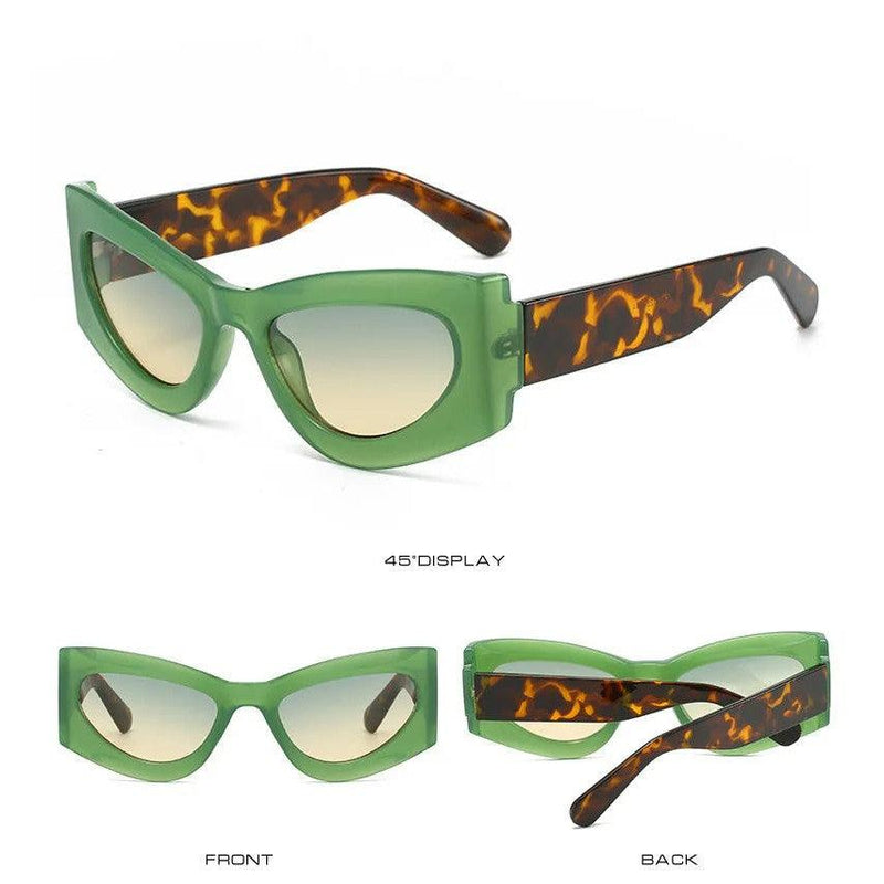 Stylish Retro Leopard Print Cat Eye Sunglasses with UV400 Protection and Gradient Lenses - Lucid Fantasy 