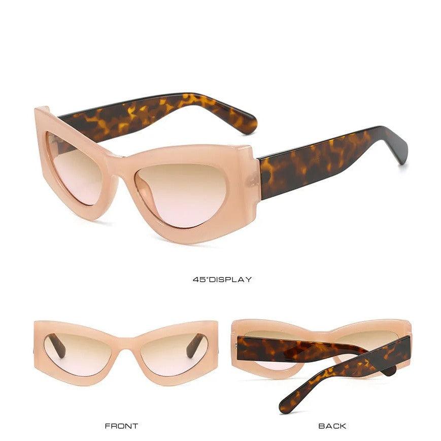 Stylish Retro Leopard Print Cat Eye Sunglasses with UV400 Protection and Gradient Lenses - Lucid Fantasy 