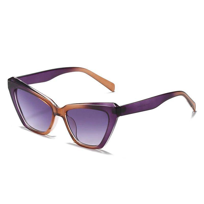 Stylish Retro Polygon Cat Eye Sunglasses with Gradient UV400 Protection - Lucid Fantasy 