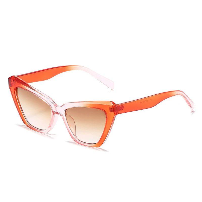 Stylish Retro Polygon Cat Eye Sunglasses with Gradient UV400 Protection - Lucid Fantasy 