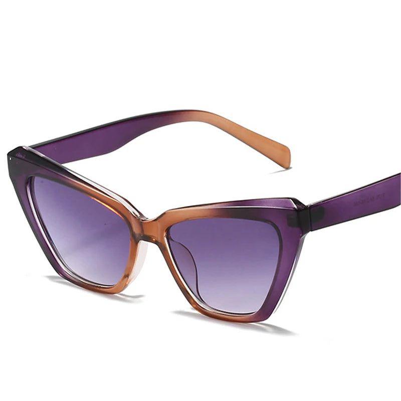 Stylish Retro Polygon Cat Eye Sunglasses with Gradient UV400 Protection - Lucid Fantasy 