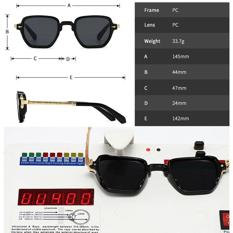 Stylish Retro Riveted Square Sunglasses with UV400 Protection - Lucid Fantasy 