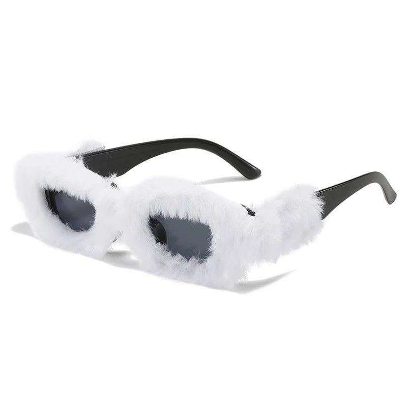 Stylish Retro Square Sunglasses with Plush Accents - Stylish UV Protection Shades - Lucid Fantasy 