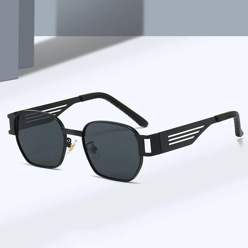 Stylish Retro Wide Leg Punk Metal Sunglasses with UV400 Protection - Lucid Fantasy 