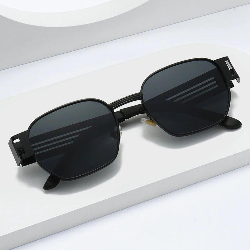 Stylish Retro Wide Leg Punk Metal Sunglasses with UV400 Protection - Lucid Fantasy 