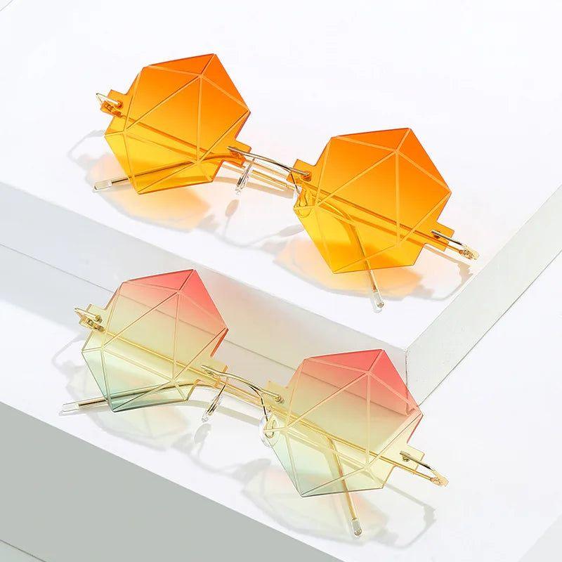 Stylish Rimless Irregular Sunglasses for Trendy Beach Parties and Outdoor Adventures - UV400 Protection - Lucid Fantasy 