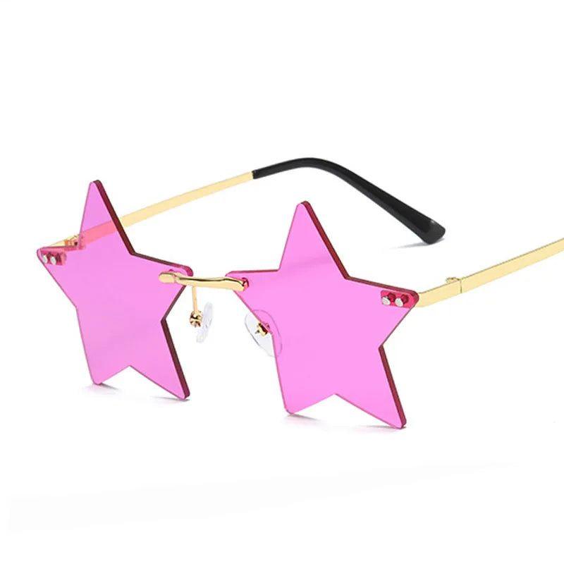 Stylish Rimless Star Shades with UV400 Protection in Vibrant Colors - Lucid Fantasy 