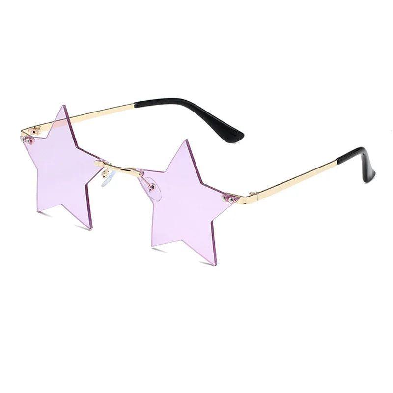 Stylish Rimless Star Shades with UV400 Protection in Vibrant Colors - Lucid Fantasy 