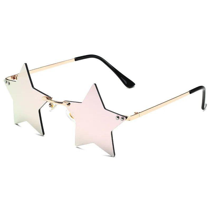 Stylish Rimless Star Shades with UV400 Protection in Vibrant Colors - Lucid Fantasy 