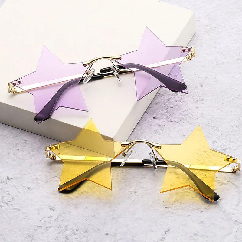 Stylish Rimless Star Shades with UV400 Protection in Vibrant Colors - Lucid Fantasy 