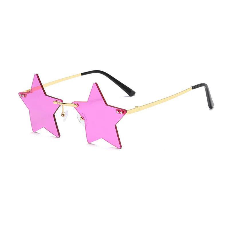 Stylish Rimless Star Shades with UV400 Protection in Vibrant Colors - Lucid Fantasy 