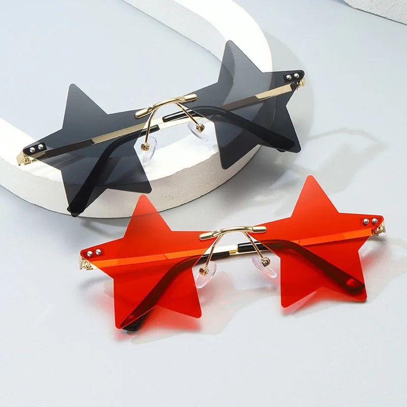 Stylish Rimless Star Shades with UV400 Protection in Vibrant Colors - Lucid Fantasy 