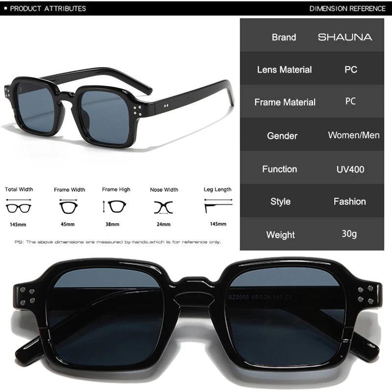 Stylish Rivet-Enhanced Square Sunglasses with UV400 Protection - Lucid Fantasy 