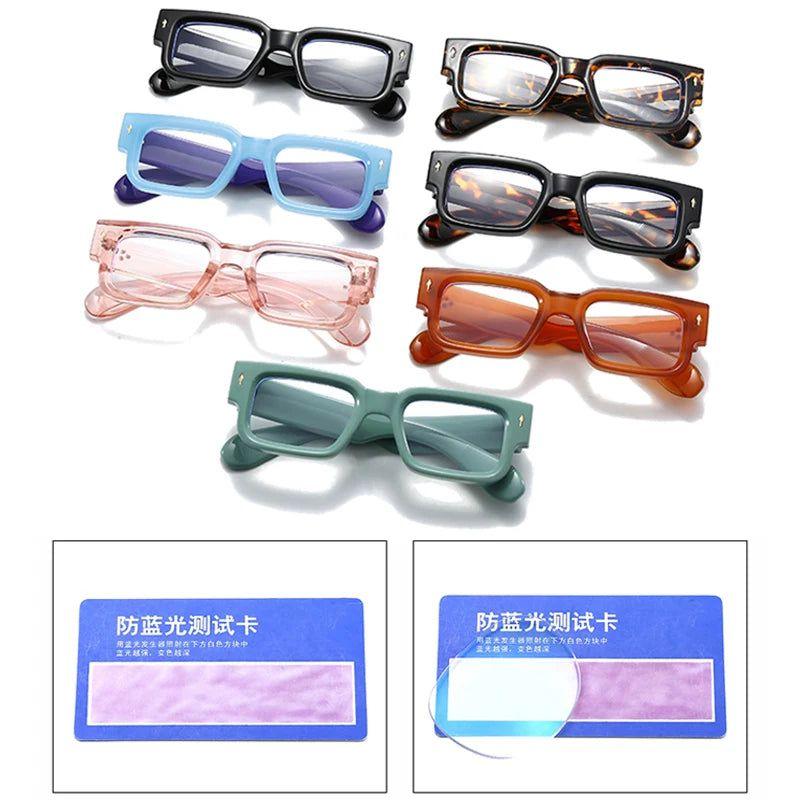 Stylish Rivet Square Frame Anti-Blue Light Glasses for Eye Protection - Lucid Fantasy 