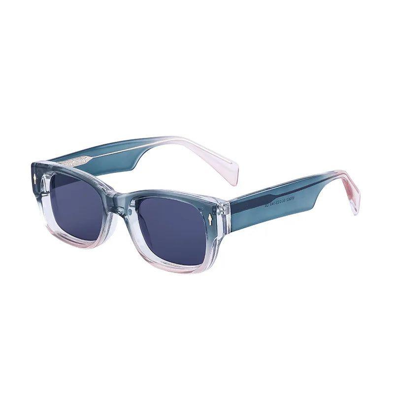 Stylish Riveted Oversized Rectangle Sunglasses with UV400 Protection - Lucid Fantasy 