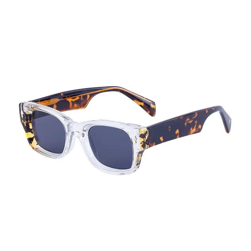 Stylish Riveted Oversized Rectangle Sunglasses with UV400 Protection - Lucid Fantasy 