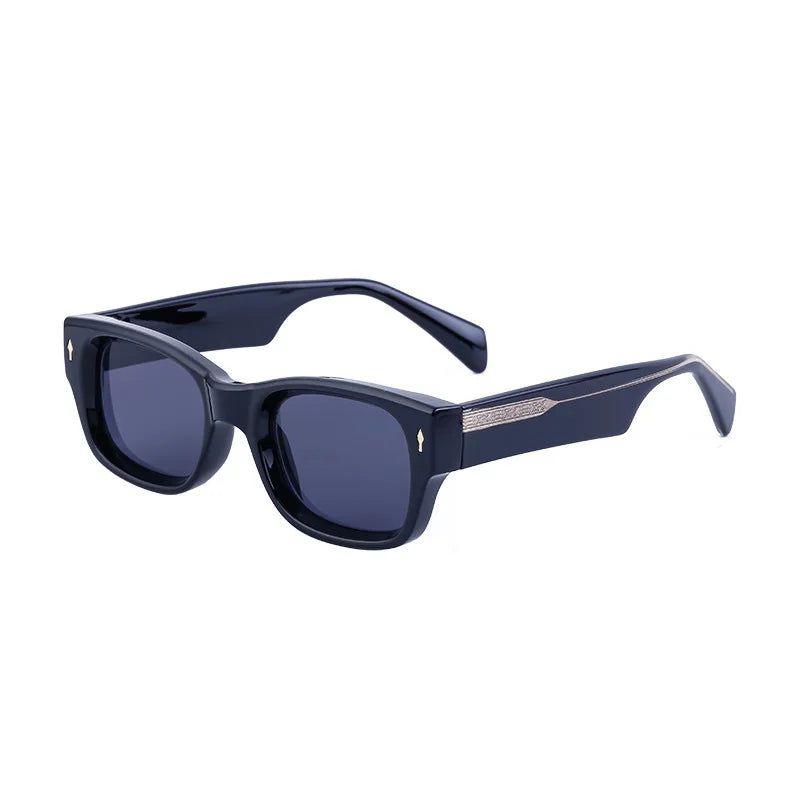 Stylish Riveted Oversized Rectangle Sunglasses with UV400 Protection - Lucid Fantasy 