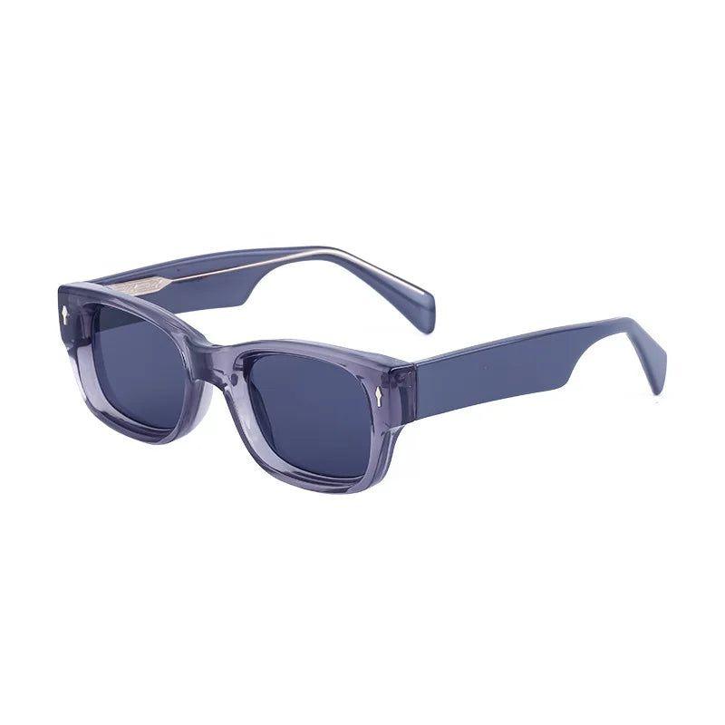 Stylish Riveted Oversized Rectangle Sunglasses with UV400 Protection - Lucid Fantasy 