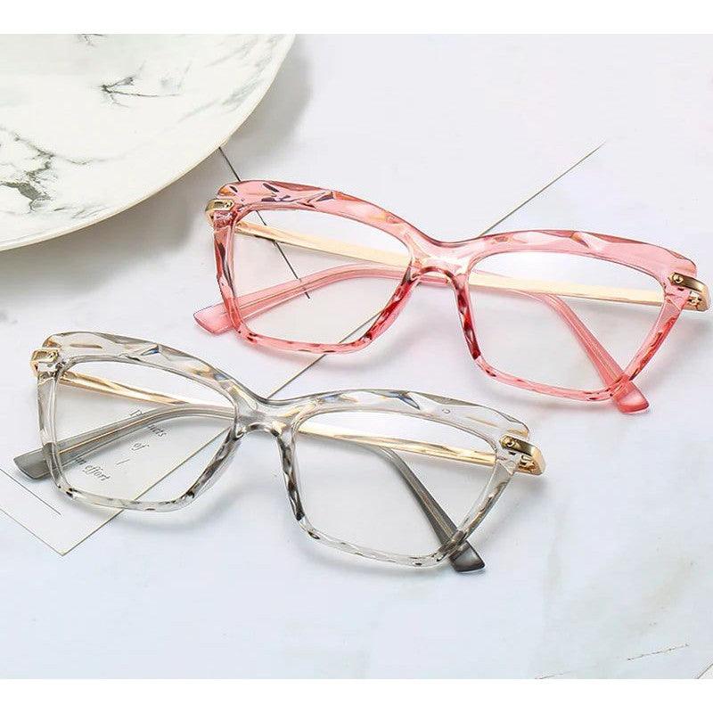 Stylish Transparent Cat Eye Eyeglasses with Spring Hinge and UV400 Protection - Lucid Fantasy 