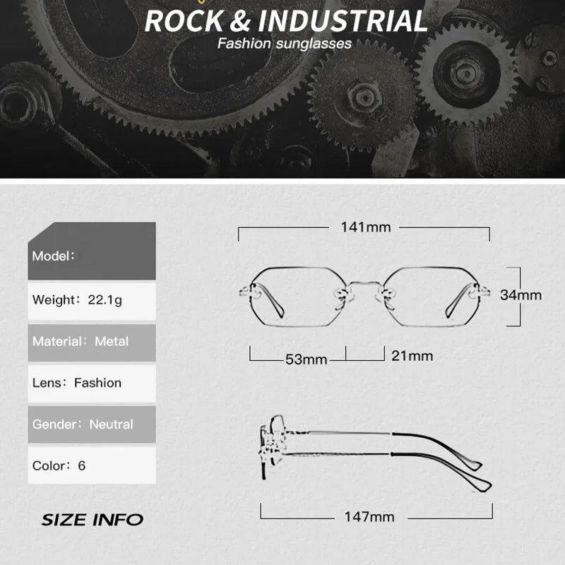 Throwback Punk Rimless Gothic Sunglasses with Gradient Lenses and UV400 Protection - Lucid Fantasy 