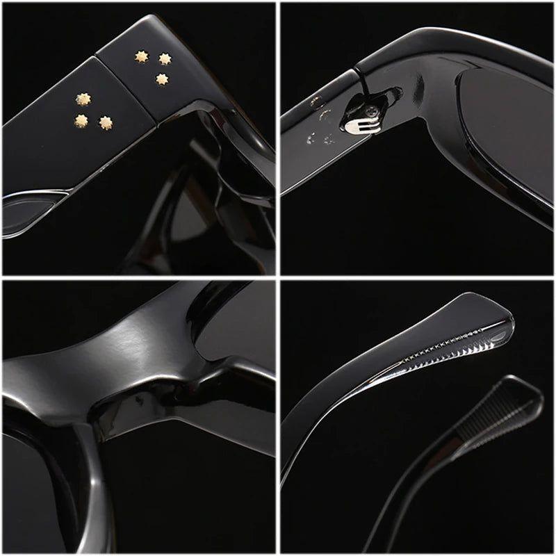 Throwback Riveted Punk Eyewear with UV400 Protection - Vintage Rectangle Shades - Lucid Fantasy 