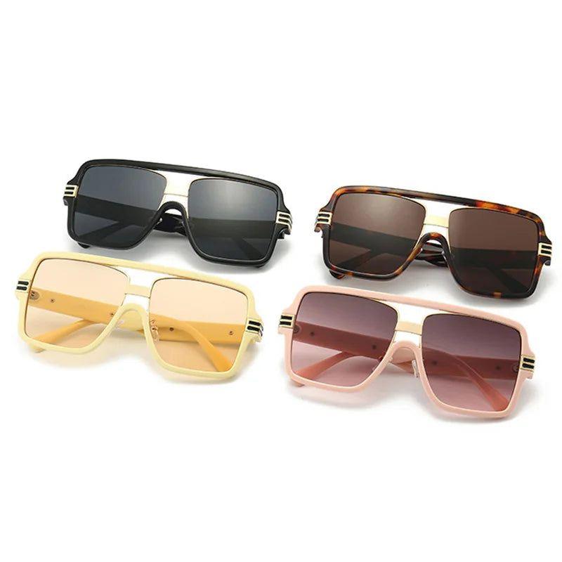 Timeless Retro Oversized Square Double Bridge UV400 Fashion Sunglasses - Lucid Fantasy 