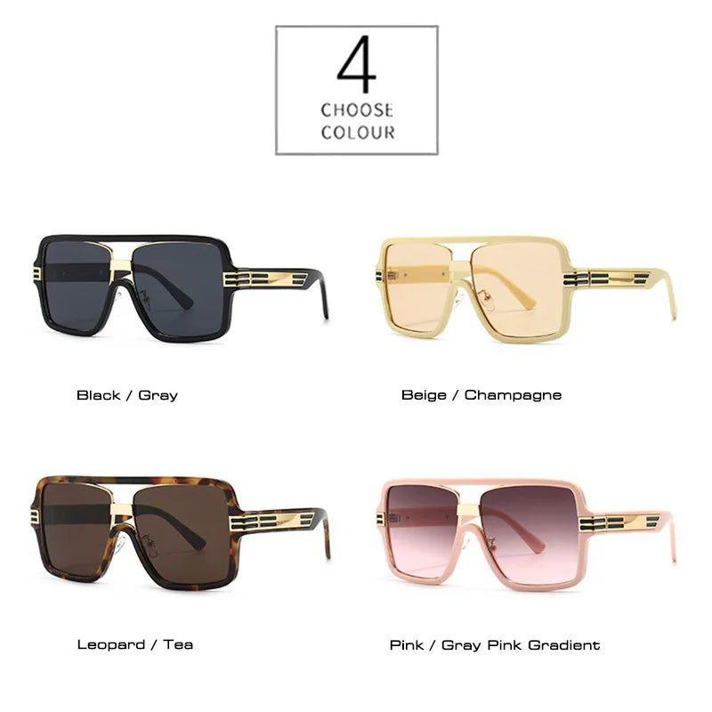 Timeless Retro Oversized Square Double Bridge UV400 Fashion Sunglasses - Lucid Fantasy 