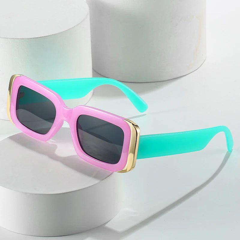 Trendy Jelly Color Retro Rectangle Sunglasses with UV400 Gradient Lenses - Lucid Fantasy 