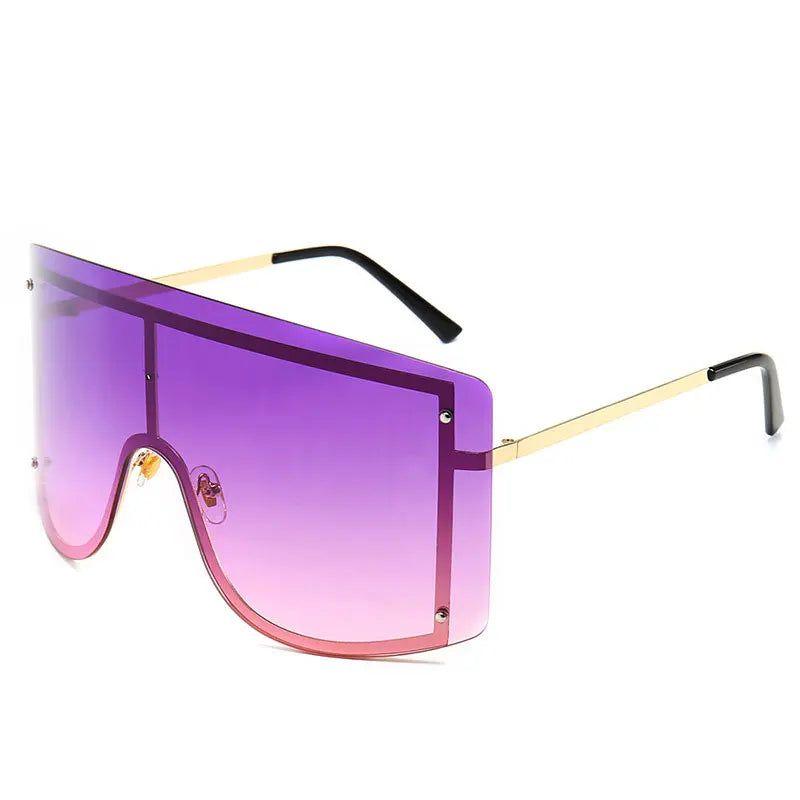 Trendy Oversized Gradient Sunglasses with Eye-Catching Red Accents – Luxury Metal Shades - Lucid Fantasy 