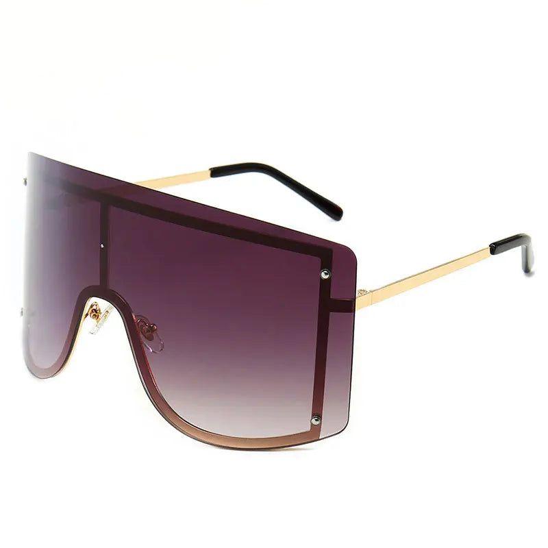 Trendy Oversized Gradient Sunglasses with Eye-Catching Red Accents – Luxury Metal Shades - Lucid Fantasy 