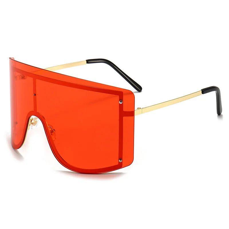 Trendy Oversized Gradient Sunglasses with Eye-Catching Red Accents – Luxury Metal Shades - Lucid Fantasy 