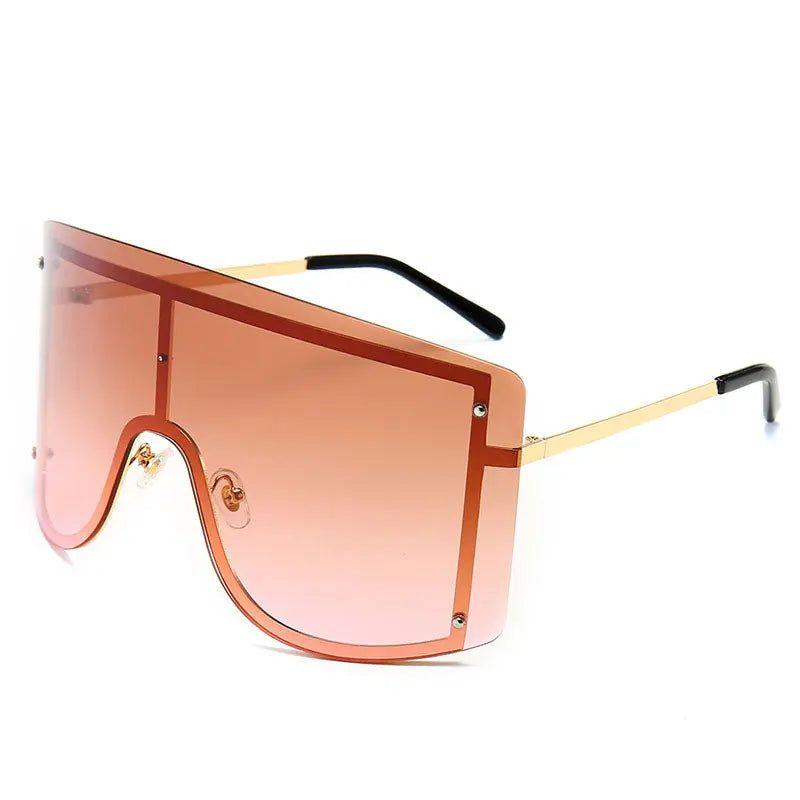 Trendy Oversized Gradient Sunglasses with Eye-Catching Red Accents – Luxury Metal Shades - Lucid Fantasy 