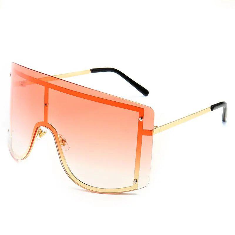 Trendy Oversized Gradient Sunglasses with Eye-Catching Red Accents – Luxury Metal Shades - Lucid Fantasy 