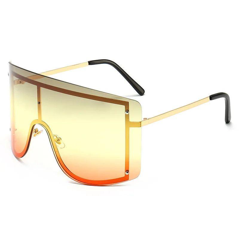 Trendy Oversized Gradient Sunglasses with Eye-Catching Red Accents – Luxury Metal Shades - Lucid Fantasy 