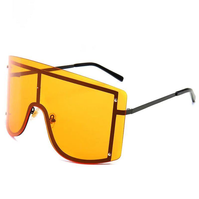 Trendy Oversized Gradient Sunglasses with Eye-Catching Red Accents – Luxury Metal Shades - Lucid Fantasy 