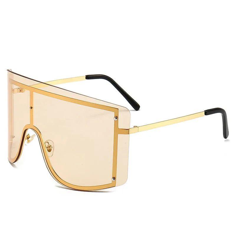 Trendy Oversized Gradient Sunglasses with Eye-Catching Red Accents – Luxury Metal Shades - Lucid Fantasy 