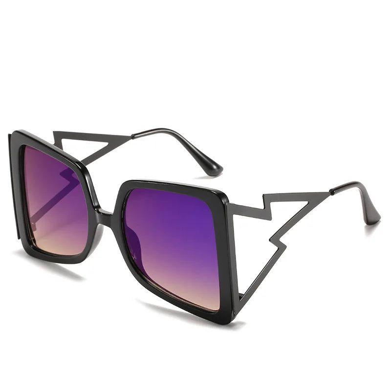 Trendy Oversized Retro Square Sunglasses with UV400 Butterfly Lenses - Lucid Fantasy 