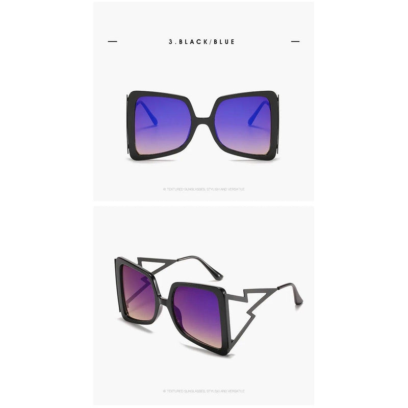 Trendy Oversized Retro Square Sunglasses with UV400 Butterfly Lenses - Lucid Fantasy 