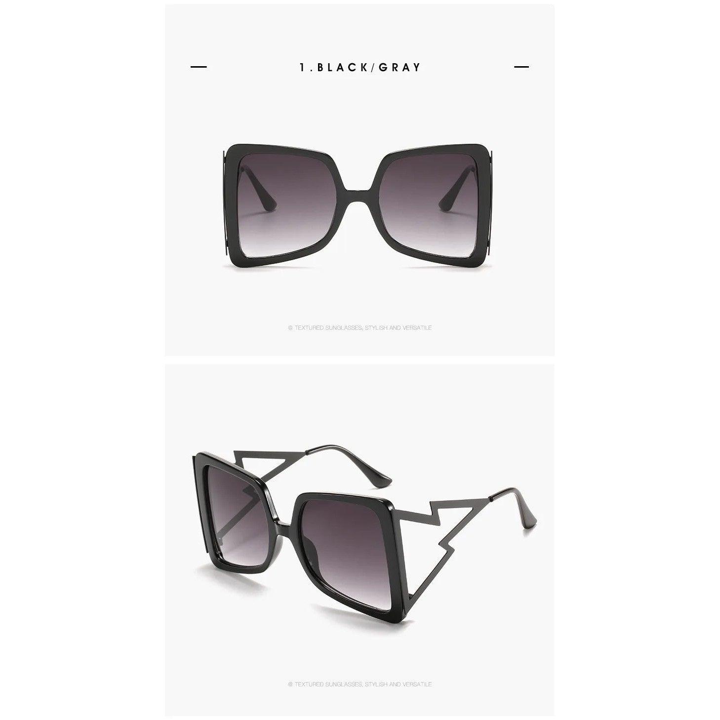 Trendy Oversized Retro Square Sunglasses with UV400 Butterfly Lenses - Lucid Fantasy 