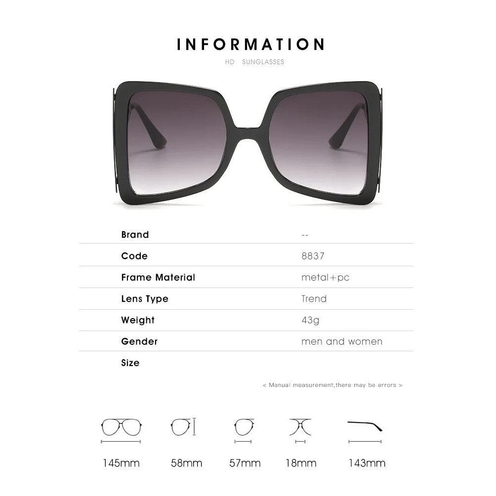 Trendy Oversized Retro Square Sunglasses with UV400 Butterfly Lenses - Lucid Fantasy 