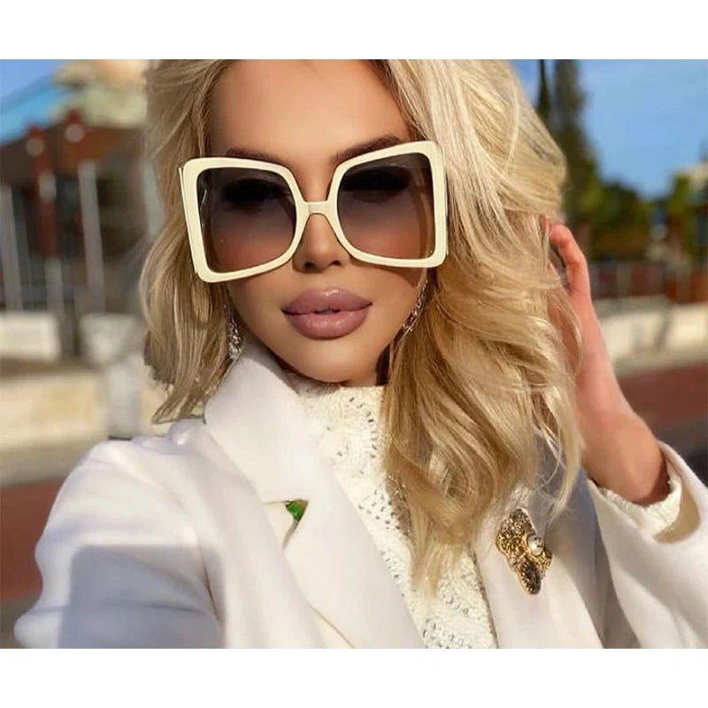 Trendy Oversized Retro Square Sunglasses with UV400 Butterfly Lenses - Lucid Fantasy 