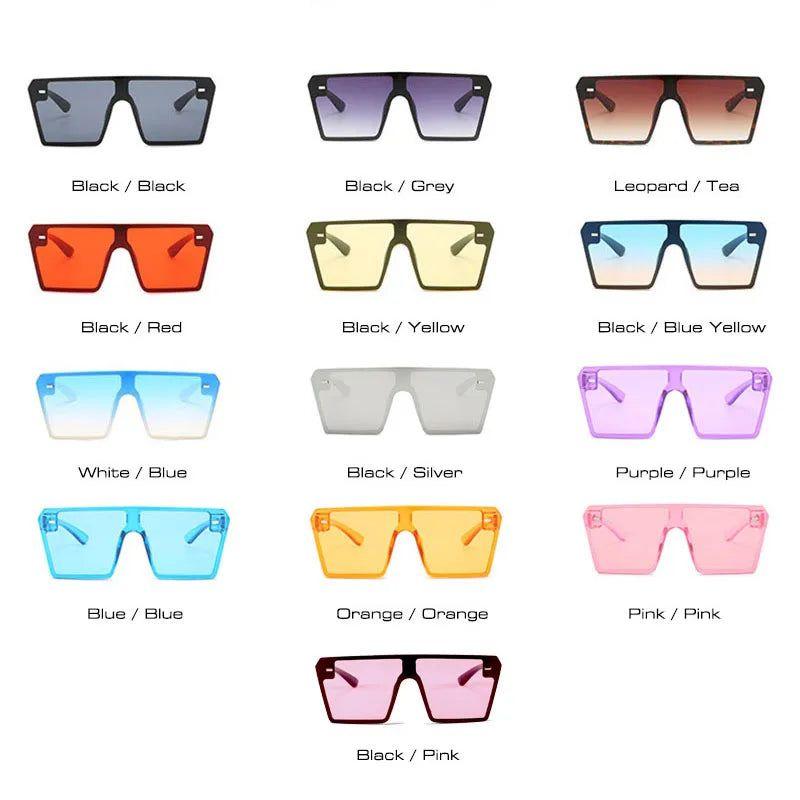 Trendy Oversized Square Gradient Sunglasses with Flat Top Design - Lucid Fantasy 