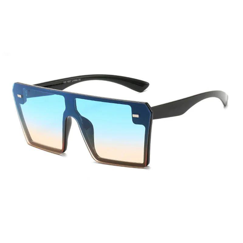 Trendy Oversized Square Gradient Sunglasses with Flat Top Design - Lucid Fantasy 